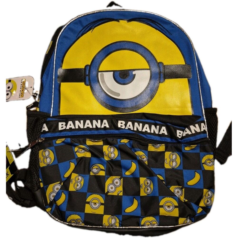 Despicable Me Minions Banana Kids’ 17" Backpack Blue Yellow Black New